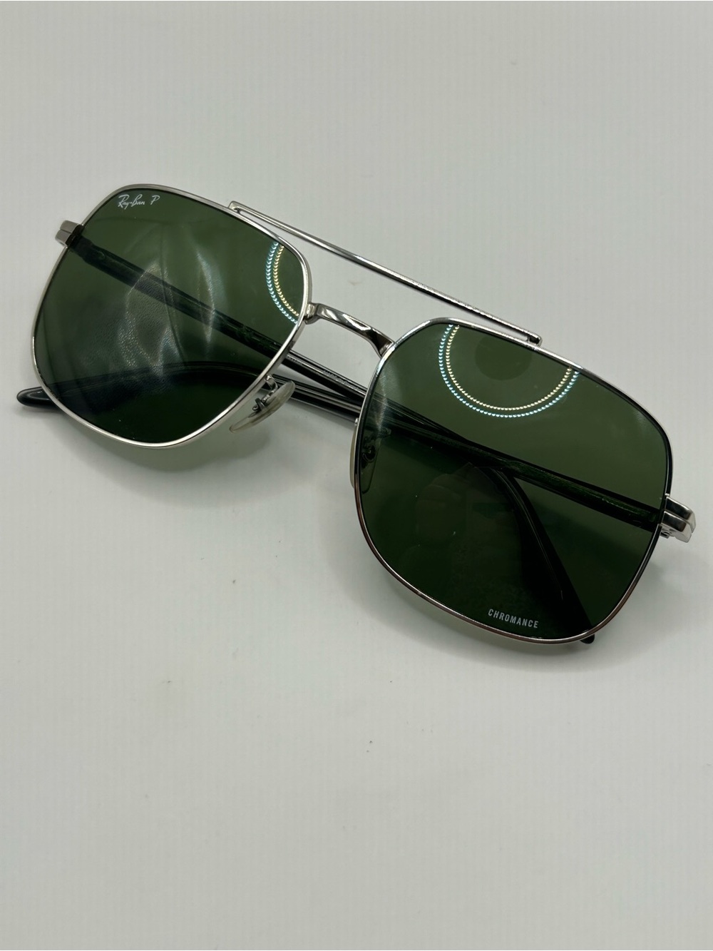 Ray-Ban Silver Frame Dark Green Lens Sunglasses